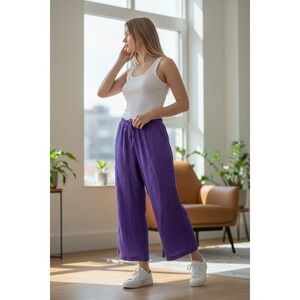 Mill Valley Clothing Co. Purple Cotton Linen Rayon Wide Leg Pants Lagenlook